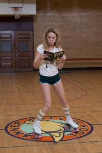 Brie Larson on rollerskates